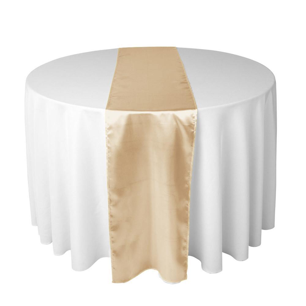 Beige long silk satin table runners and chair sashes