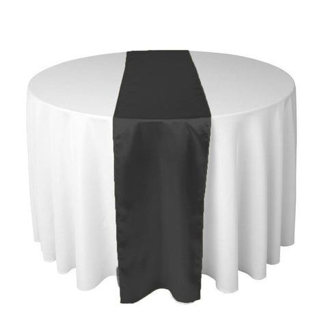 Black long silk satin table runners and chair sashes