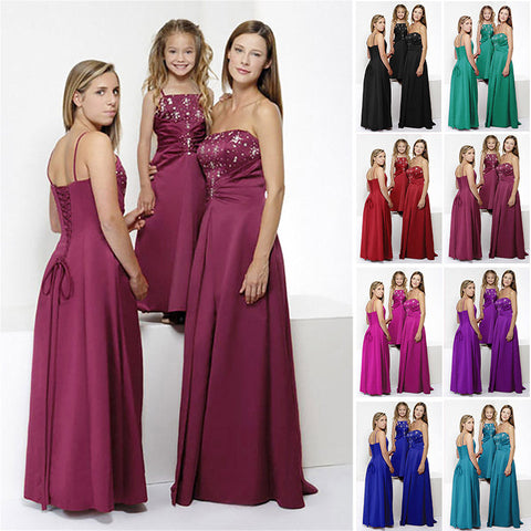 floor length burgundy satin beaded flower girl dresses and junior bridesmaid dresses