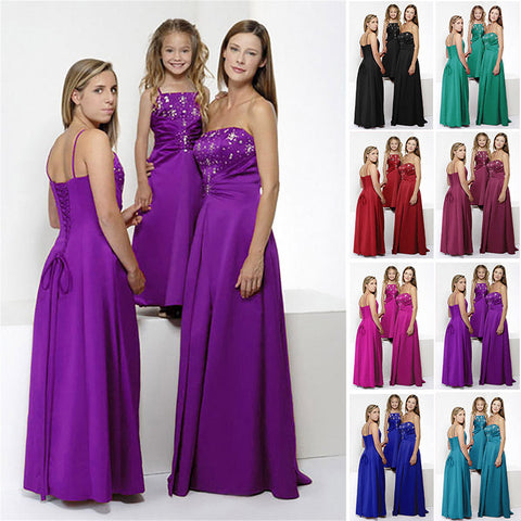 floor length purple satin beaded flower girl dresses and junior bridesmaid dresses