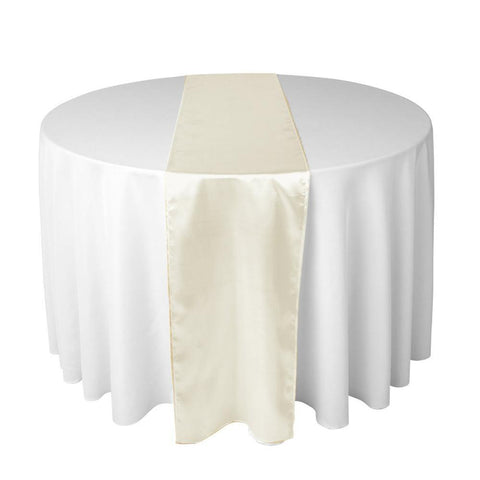 Cream long silk satin table runners and chair sashes