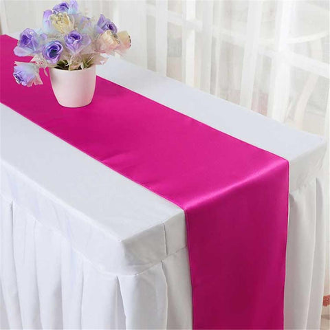 Fuchsia pink long silk satin table runners and chair sashes