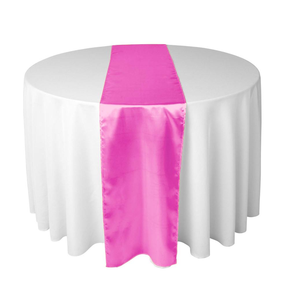 Hot pink long silk satin table runners and chair sashes