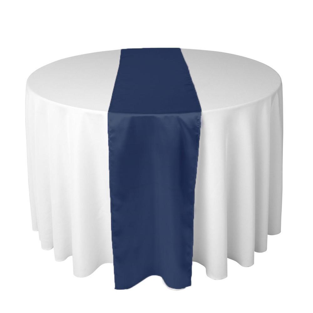 Navy blue long silk satin table runners and chair sashes