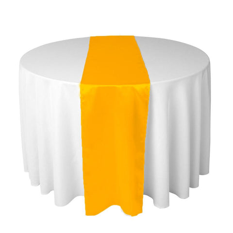 Orange long silk satin table runners and chair sashes
