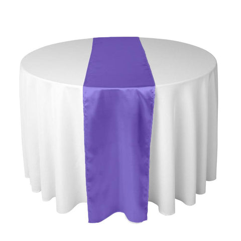Purple long silk satin table runners and chair sashes