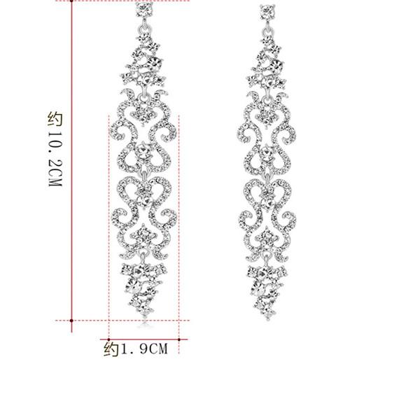 Quality diamond crystal retro Chandelier ear drops earrings 0266-Earrings-11-22net-10.2cm long and 1.9cm wide-Silver-Crystal-11-22net