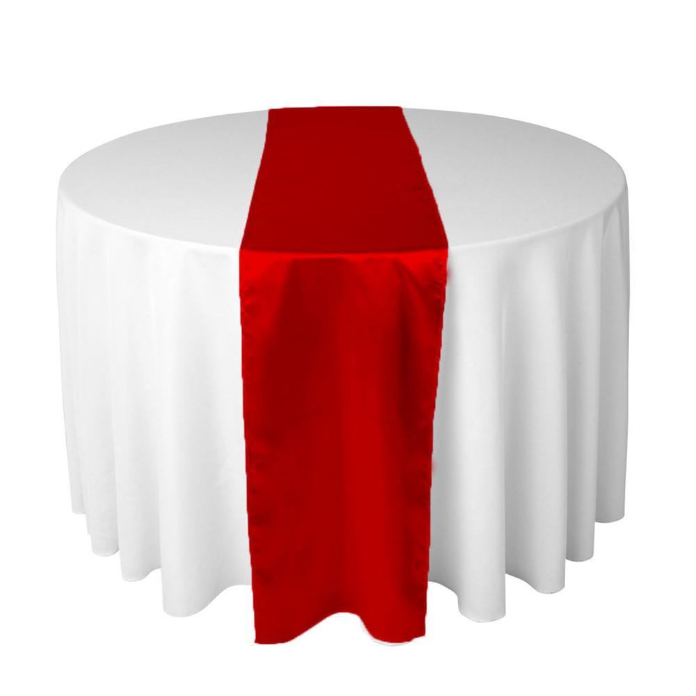 Red long silk satin table runners and chair sashes