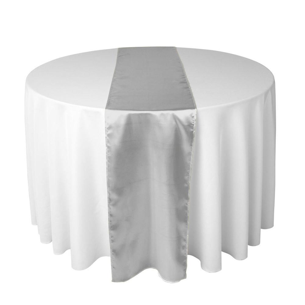Silver long silk satin table runners and chair sashes