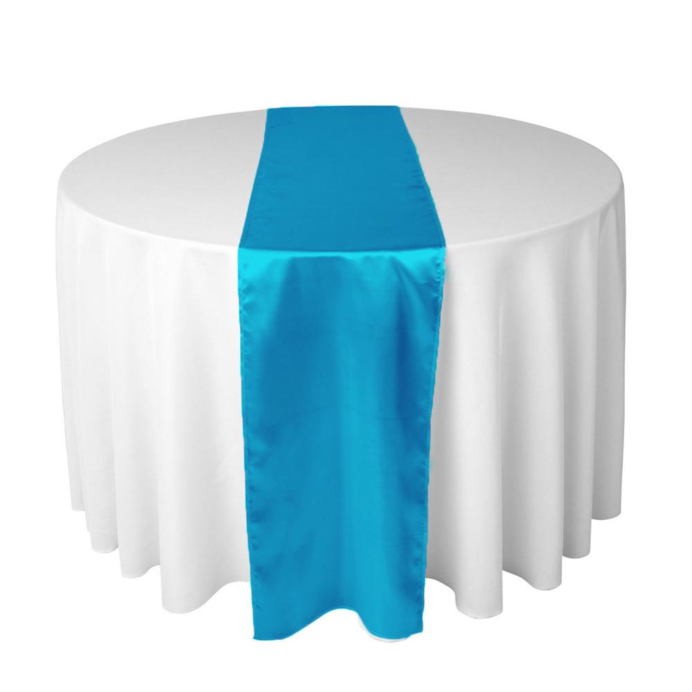 Tuquoise blue long silk satin table runners and chair sashes