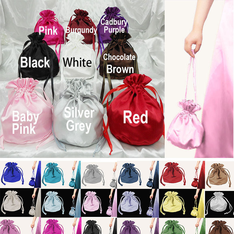baby pink satin dolly bags for bridesmaids and flower girls