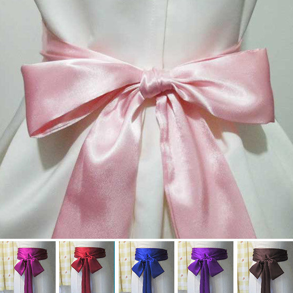 baby pink long satin sash belt ribbon for bridesmaid dress and flower girl dress