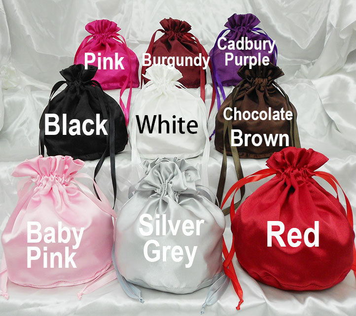 satin dolly bags for bridesmaids and flower girls