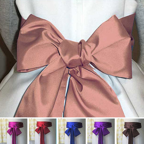 bronze long satin sash belt ribbon for bridesmaid dress and flower girl dress