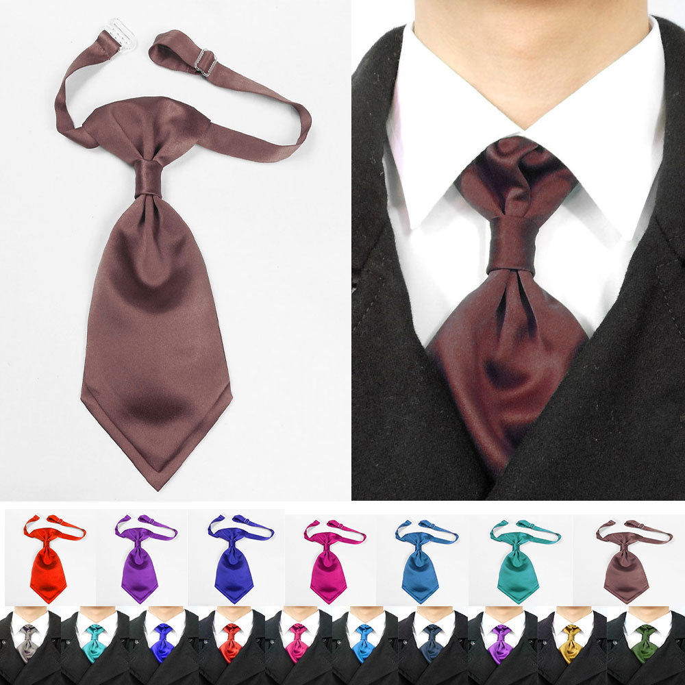 chocolate brown satin cravat for groomsman or bridegroom