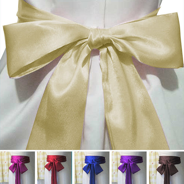 cream long satin sash belt ribbon for bridesmaid dress and flower girl dress