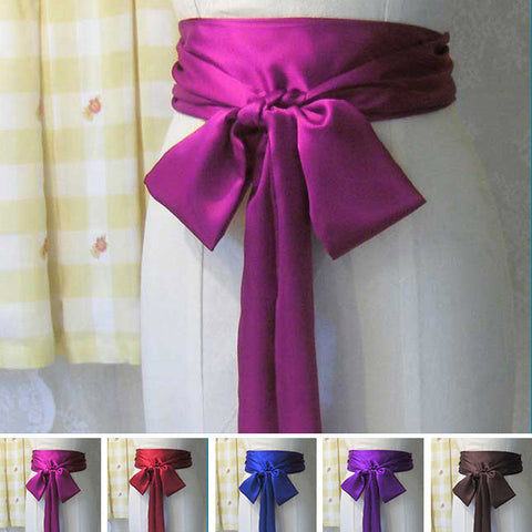 fuchsia pink long satin sash belt ribbon for bridesmaid dress and flower girl dress