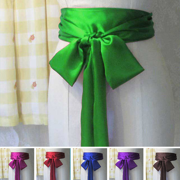 green long satin sash belt ribbon for bridesmaid dress and flower girl dress
