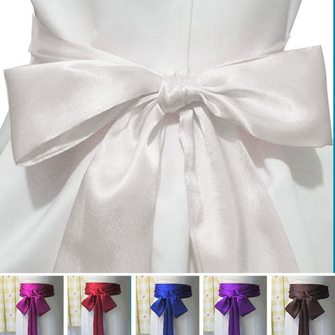 ivory long satin sash belt ribbon for bridesmaid dress and flower girl dress