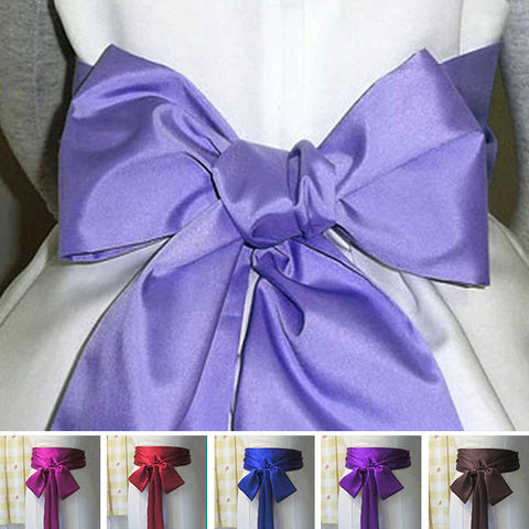 lilac long satin sash belt ribbon for bridesmaid dress and flower girl dress