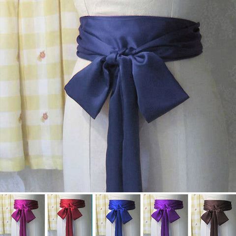 navy blue long satin sash belt ribbon for bridesmaid dress and flower girl dress