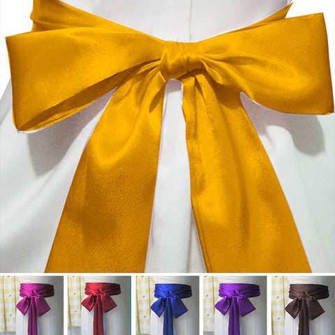 orange long satin sash belt ribbon for bridesmaid dress and flower girl dress