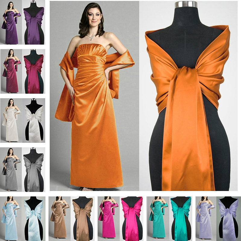 orange satin special occasion shawl for bridesmaids, flower girls, bridal and wedding party