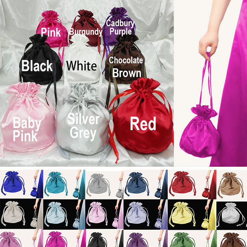 pink satin dolly bags for bridesmaids and flower girls