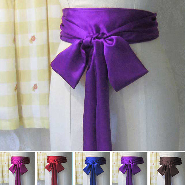 purple long satin sash belt ribbon for bridesmaid dress and flower girl dress