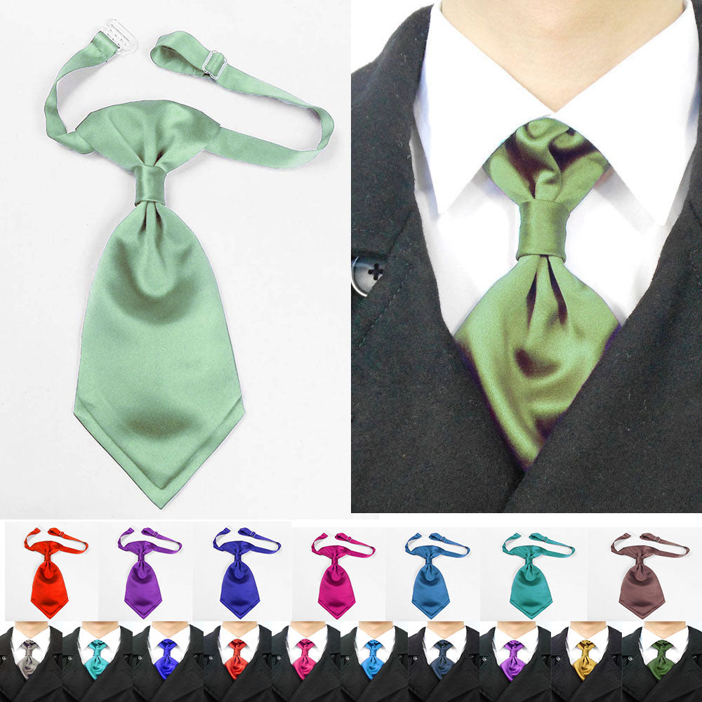 sage green satin cravat for groomsman or bridegroom