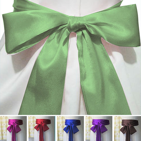 sage green long satin sash belt ribbon for bridesmaid dress and flower girl dress