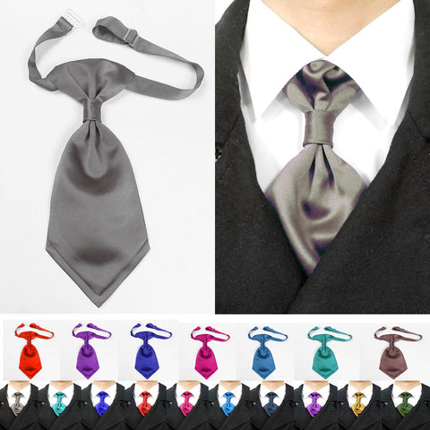 silver grey satin cravat for groomsman or bridegroom