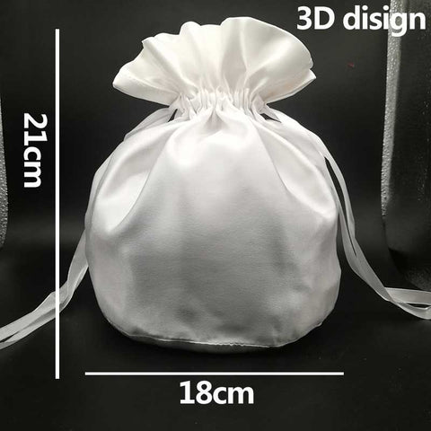 white satin dolly bag for bridesmaids , flower girls, wedding