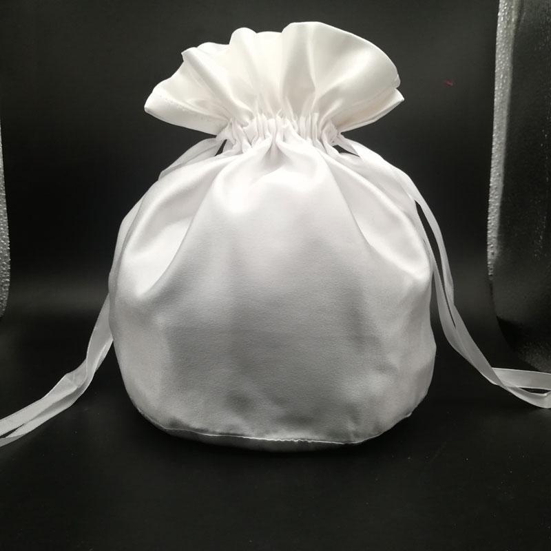 white satin dolly bag for bridesmaids , flower girls, wedding