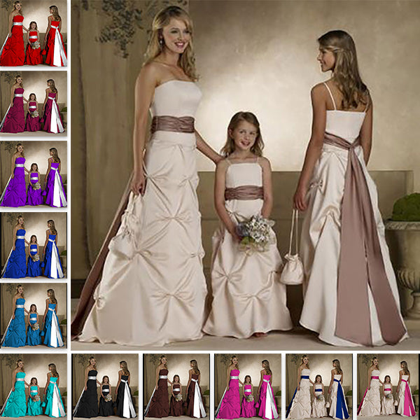 Long bridesmaid dress with sash belt for women and girls style 0179