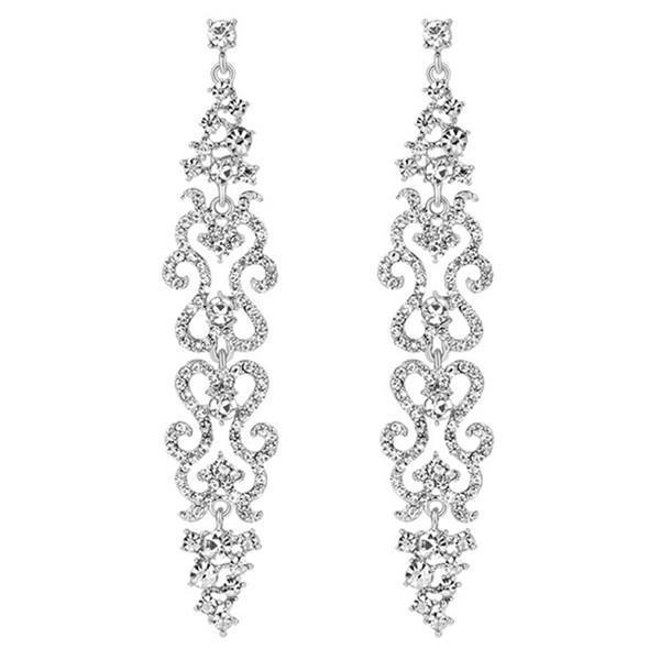 Quality diamond crystal retro Chandelier ear drops earrings 0266-Earrings-11-22net-10.2cm long and 1.9cm wide-Silver-Crystal-11-22net