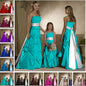 floor length spa satin flower giirl dresses and junior bridesmaid dresses with long sash belt