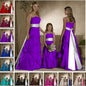 Quality A-line Satin Strapless Corset Boned Floor-Length Bridesmaid Dresses with long sash belt and crinoline 0179-Cadbury Purple