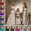 Ivory Elegant Long Satin Straps A-Line Formal Flower Girl Dress Bridesmaid Dresses Evening Gownswith Sashes and Underskirt for Wedding 0179